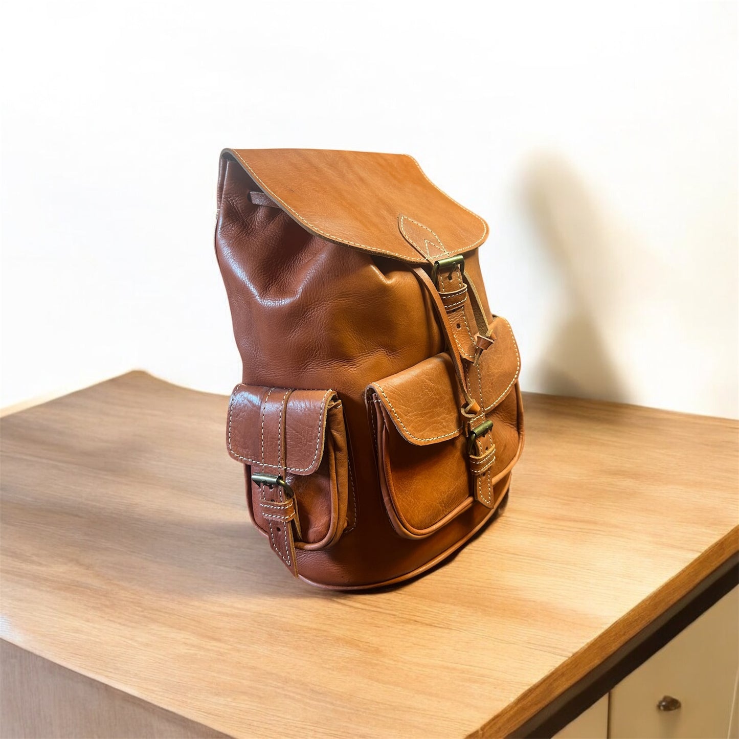 MOCHILA DE CUERO MARRON